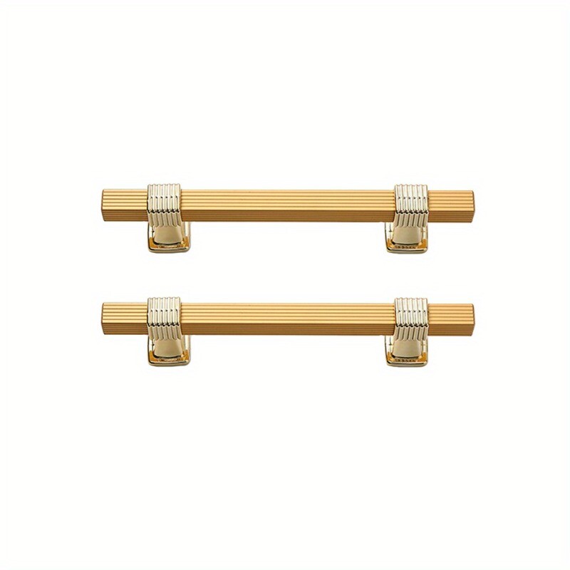 2X Aluminium Alloy Decorative Cabinet Pulls Ribbed Design Durable Drawer Handles
