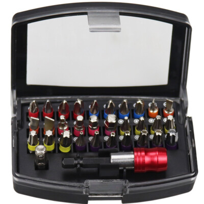 32pcs Impact Driver Screwdriver Bit Set Drill Bits Torx 1/4'' Hex Shank w/ Case