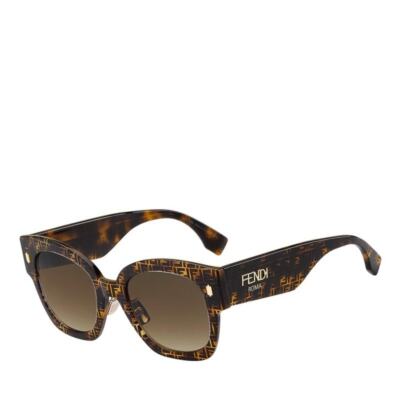 Pre-owned Fendi Brown & Black Havana Sunglasses W/ Gold Details, “ff0458/g/s”, In Gray