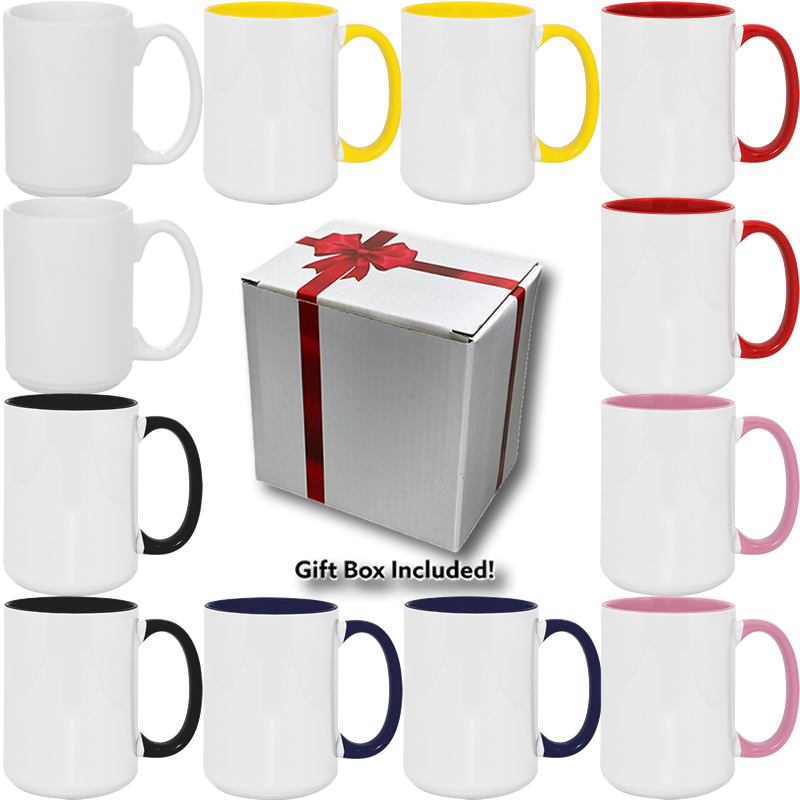 12pcs Sublimation 15oz Coffee Mugs, 15ozTwo/Tone Blanks,6 Color to Choose From