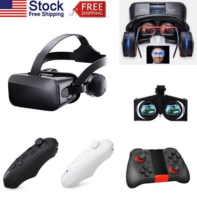 Virtual Reality VR Headset 3D Glasses or Android IOS Mobile Phone With Remote US