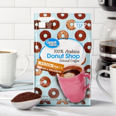 Great Value Donut Shop, 100% Arabica, Medium Roast, Ground Coffee, 32 oz