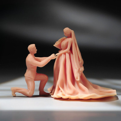 1:64 Scale 3D Miniatures Figures Model Groom Bride Wedding Scene Car Vehicle Toy