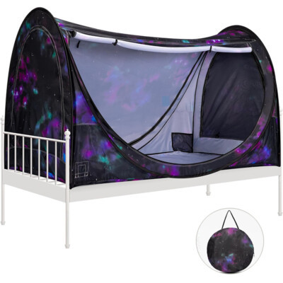 Twin Size Bed Tent Pop-Up Canopy Tent Privacy Space with 4 Doors & Mosquito Mesh