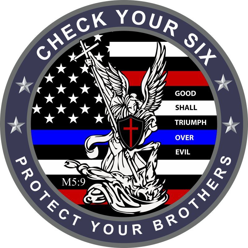 Saint Michael Check your Six Protect your Brothers Police Exterior Window Decal