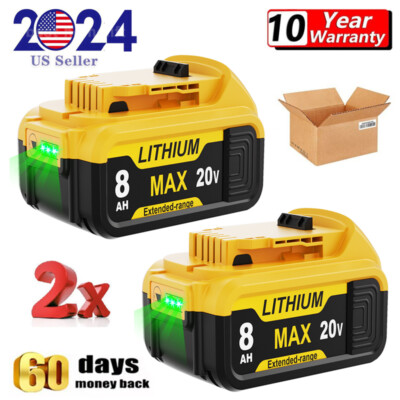 2Pack For DeWalt 20V 20 Volt Max XR 8.0AH Lithium Ion Battery DCB206-2 DCB205-2