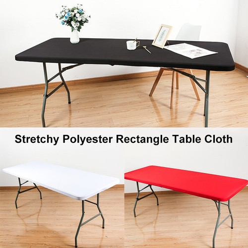 Stretch Rectangular Washable Tablecloth Elastic Edged Fitted For Table Top Cover