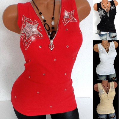 Sexy Damen Trägertops Trägershirts Oberteile Freizeit Sommer Tank Top Weste DE