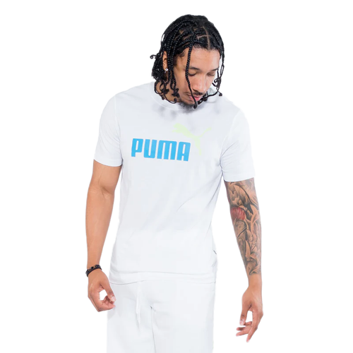 

Мужская футболка Puma белого/синего/зеленого цвета с логотипом ESS 2 Col, White/blue/green