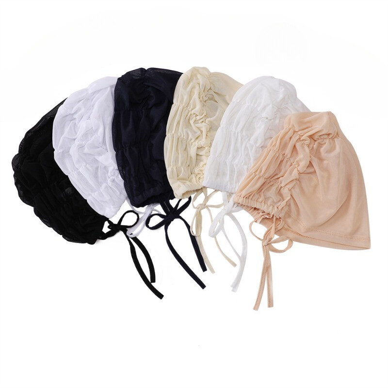 4X Women Mesh Breathable Elastic Hat Summer Turban Cap Thin Adjustable Inner Cap