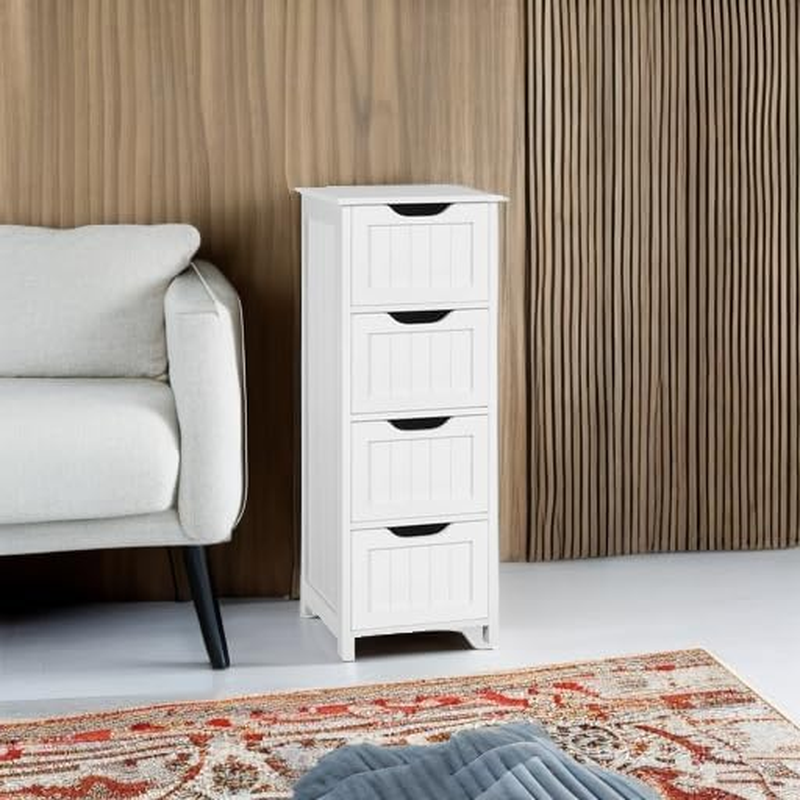 Bathroom Floor Cabinet, Wooden Side Storage Organizer Free Standing Cabinet with