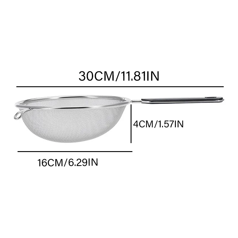 Ergonomic Kitchen Strainer for Christmas Recipes - 12 Inch with Non-Slip Handle