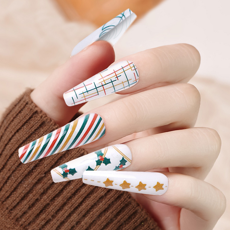 On Nails Mix Square Coffin Non Toxic Nails Full Cover