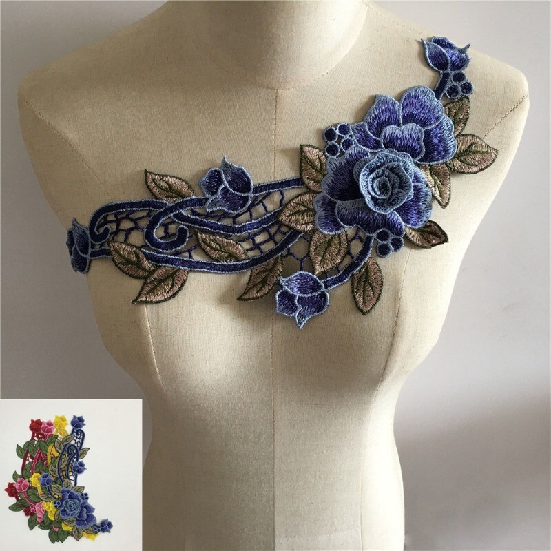 1PC 3D Embroidery Floral Lace Applique Decorative Patch Accessories for Sewing
