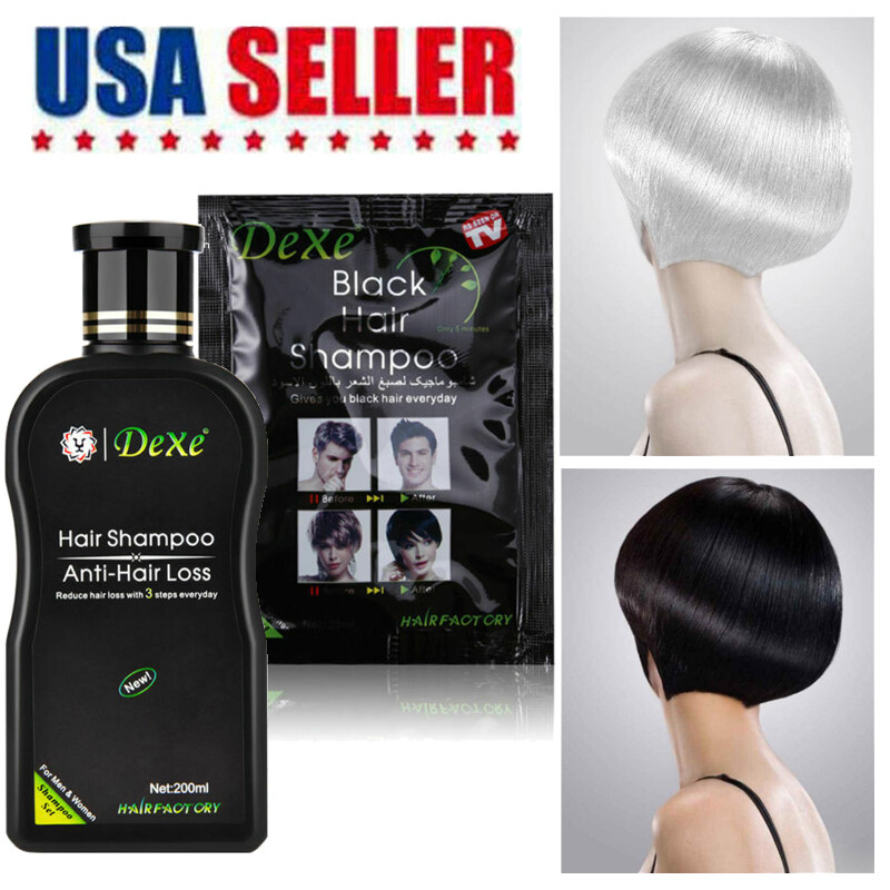 10pcs Bag Dexe Black Hair Shampoo Dye Hair Color Easy Use Just 5