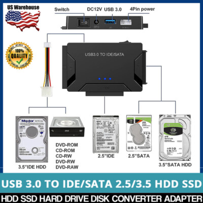 USB 3.0 to IDE/SATA Converter Adapter For 2.5''/3.5'' SATA IDE SSD HDD Hard Drive