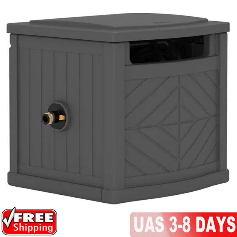 NEW 100 ft Hose Resin Hideaway Hose Reel Garden Storage Box Bin Hose Holder