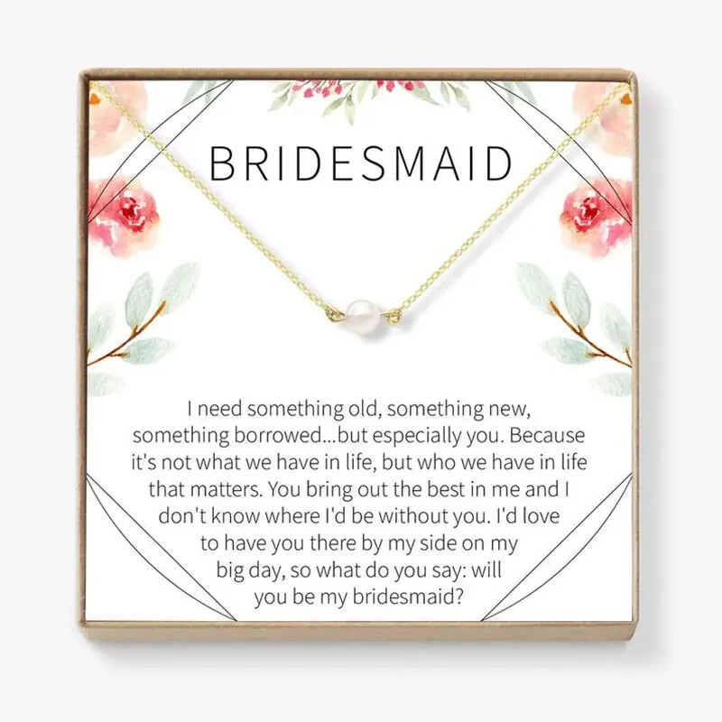 Will you be my bridesmaid? Imitation Pearl Bridesmaid proposal Necklace - Gift