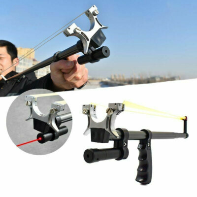 Outdoor Hunting Straight Rod Telescopic Slingshot with High Power Laser Catapult