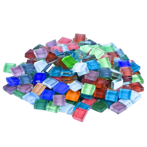 AITINIA 350 Pieces Cathedral Glass Mosaic Tiles for 10x10x3 mm, Colorful