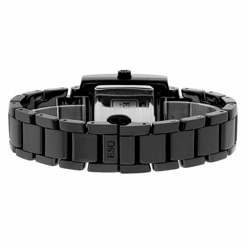 Pre-owned Esq Movado Esq Venture 07101386 Ladies Black Square Ceramic Bracelet Swiss Watch