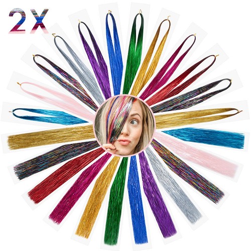 Highlights Holographic Glitter Tinsel Hair Extensions Sparkle Hair Pieces Party