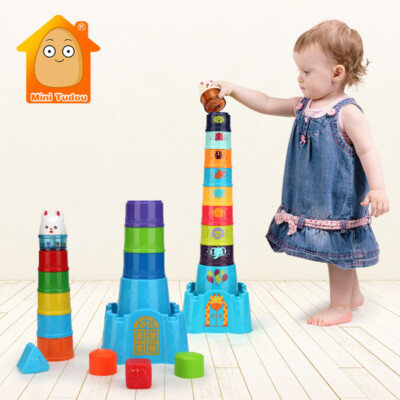 22'' Stacking Rainbow Castle Tower Building Block Construction Creative Bath Toy