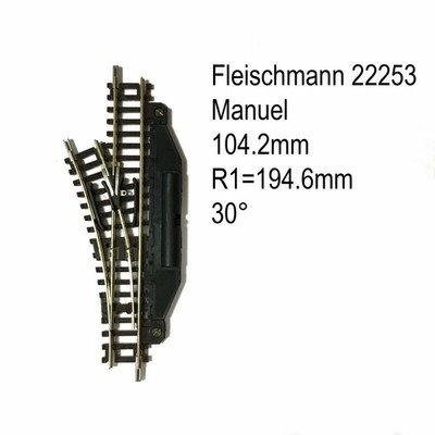 Rail aiguillage droit gauche manuel 104.2mm-N-1/160-FLEISCHMANN