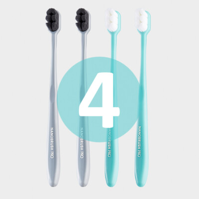 4x Nano Toothbrush 2.0 | Ultra-fine Wave Soft Bristle 4 Pack 4Pcs