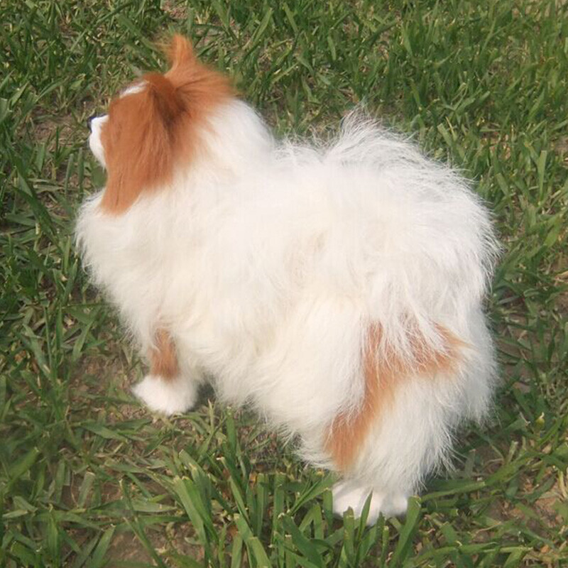 Realistic Lifelike Plush Papillon Dog Toy Large Dog Doll Stuffed Animal