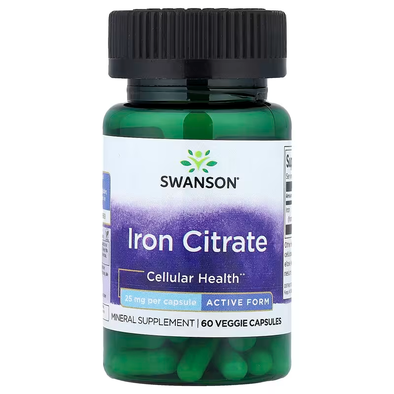 Swanson Iron Citrate 60 Veg Capsules | Iron Mineral Supplement