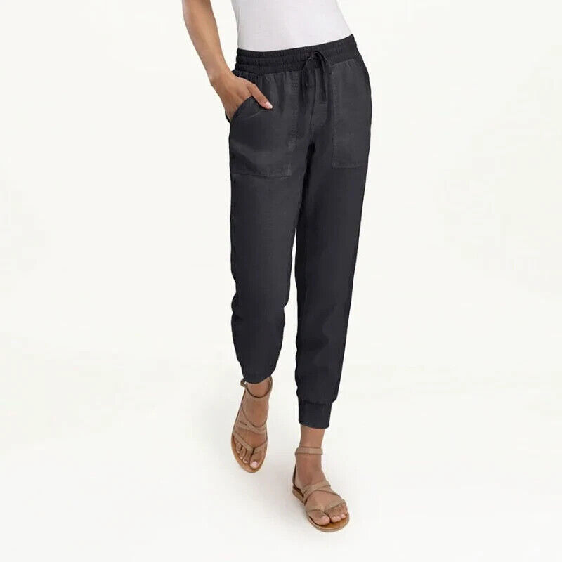 Splendid Lakeside Linen Blend Drawstring Jogger Pants Womens XS Lead Side Pocket - Picture 1 of 16
