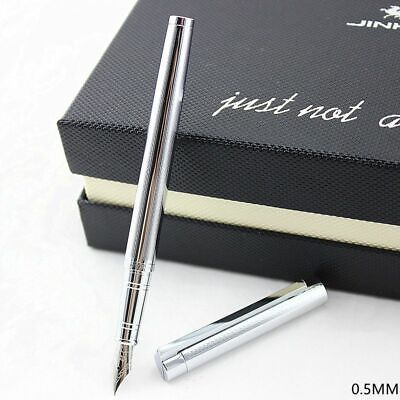 Classic Black And Silver Fountain Pens Metal Ink Iridium Nib Best Business Gifts