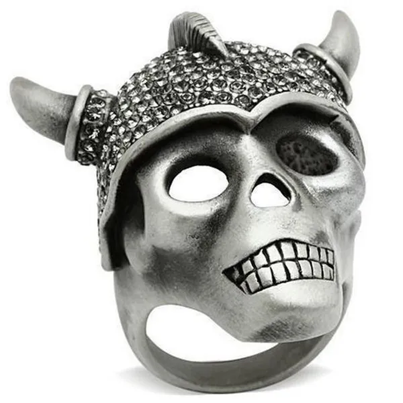 Alamode 3W021-9 Antique Silver White Metal Ring with Top Grade Crystal, Black Diamond - Size 9