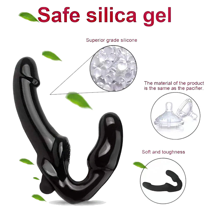 Double Ended Strap On Dildo Strapless Vibrating G-Spot Women Lesbian Sex Toy USA