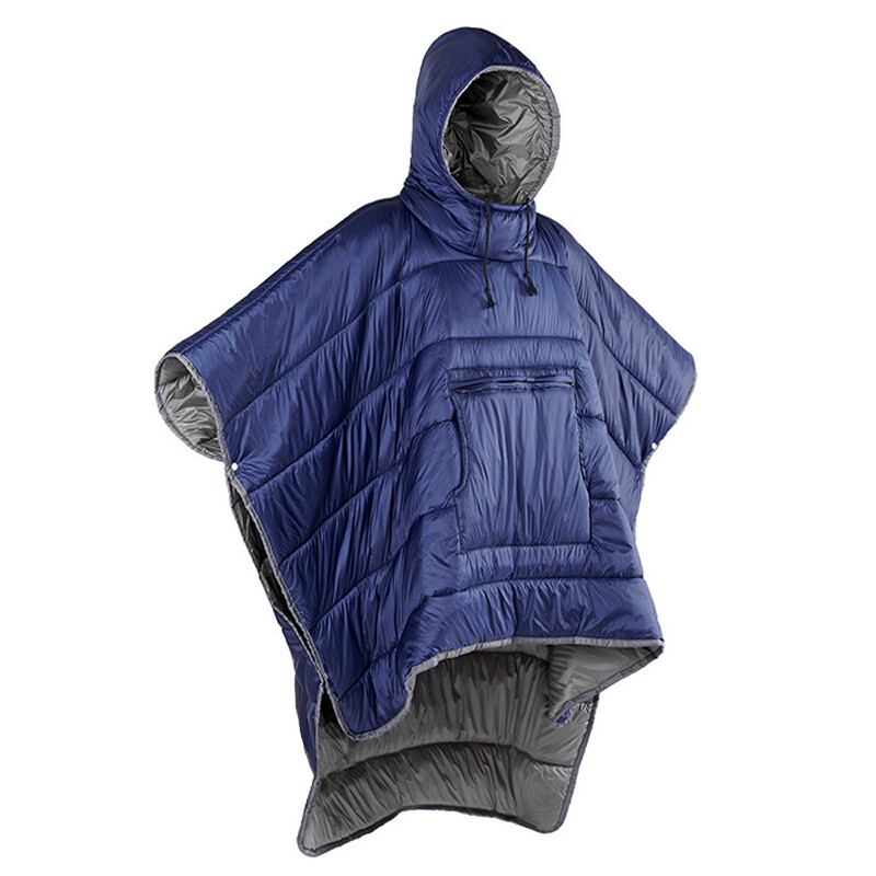 Outdoor Foldable Camping Hiking Cotton Down Poncho Coat Quilted Blanket