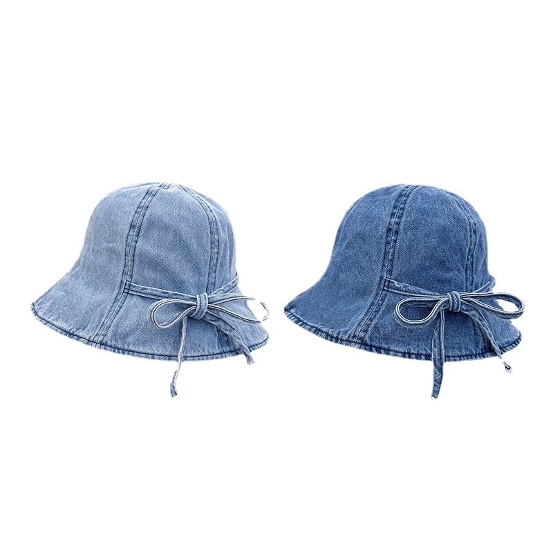 Women Denim Bucket Bow Fishing Hat Jean Cap Bonnie Cute Casual Outdoor New