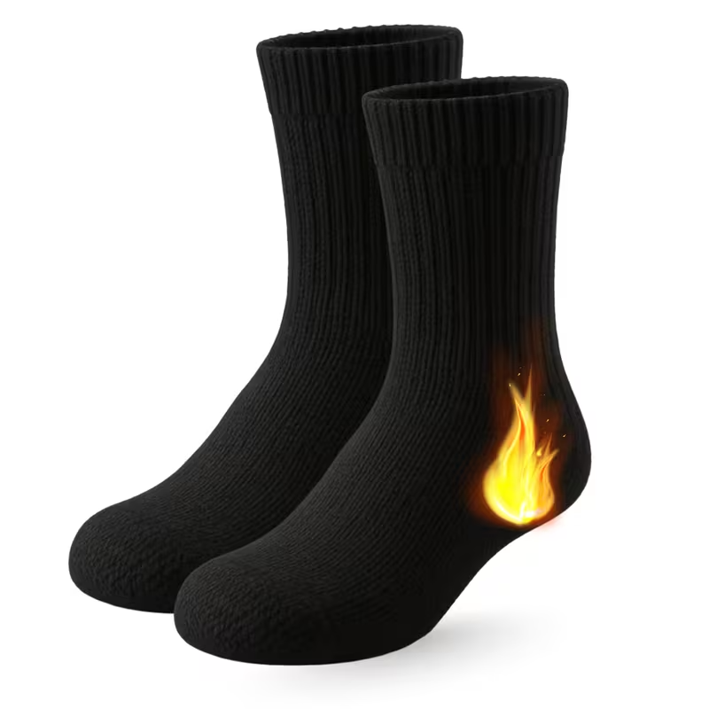 Men’s Black Thermal Feet Heater Socks – Size 6-11 – Acrylic Blend Extra Warm
