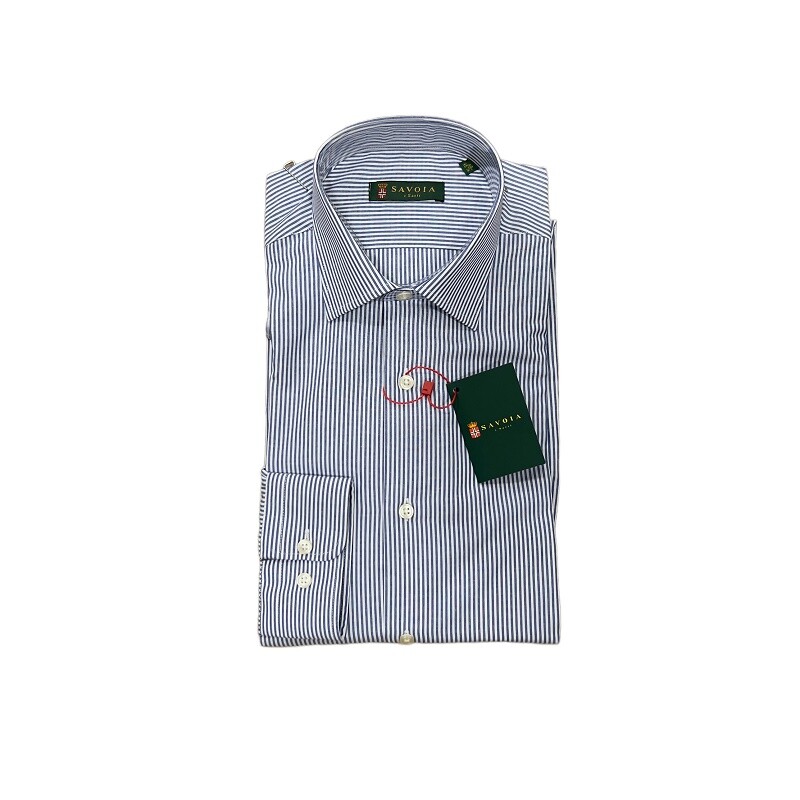 

Мужские рубашки Savoia Cotton Blue Millerighe с коробкой, Синий