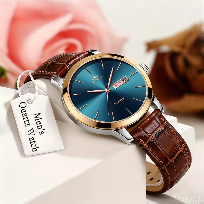 Multifunctional Quartz Watch, Featuring a Simple Large Round Dial
