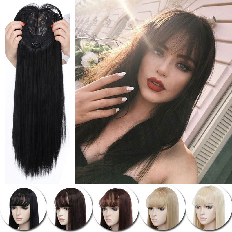 Details About Lady Black Wispy Fringe Air Bangs Clip In Topper Hair Piece Extension Straight I