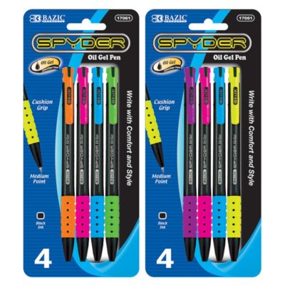 BAZIC Spyder Oil-Gel Ink Retractable Pen (4/Pack)
