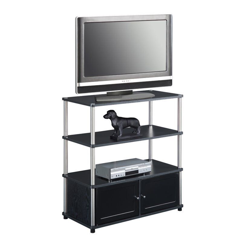 Pemberly Row Transitional Wood Tv Stand For Tvs Up To 35" Tv In Black