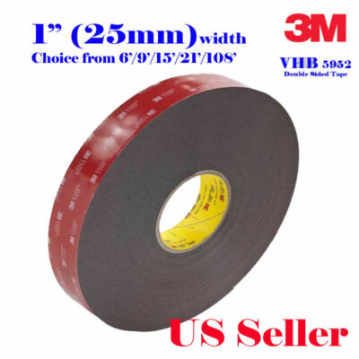 3M 1'' x 6/9/15/21 VHB Double Sided Foam Adhesive Tape 5952 Automotive Mounting