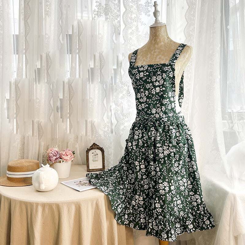 Femme Floral Tablier avec Poches Ruche Ourlet Cuisine Maison Travail Pastoral