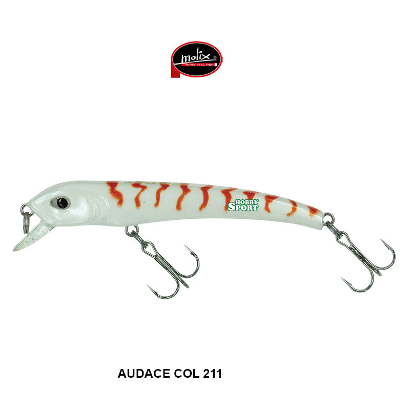 MOLIX AUDACE 55  SINKING 2,5 GR  211 WHITE ORANGE SPINNING MARE PICCOLA TRAINA