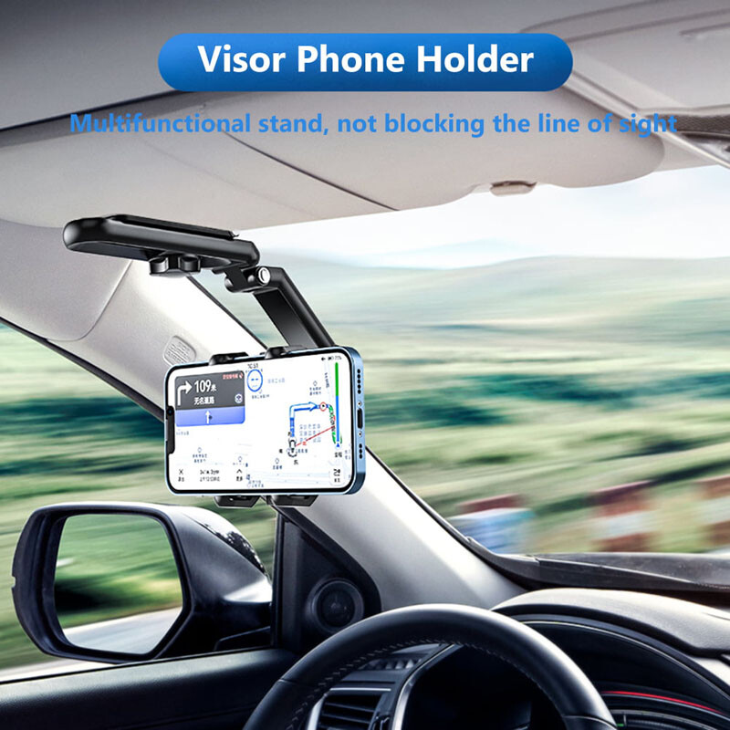 1080&deg; Car Phone Holder Rotatable And Retractable Rearview Mirror Mount Universal