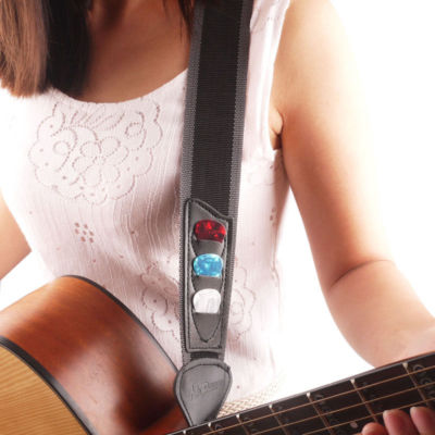 Guitar Strap Nylon Guitar Pick Holder With 3 Picks For Electric Acoustic Guitar