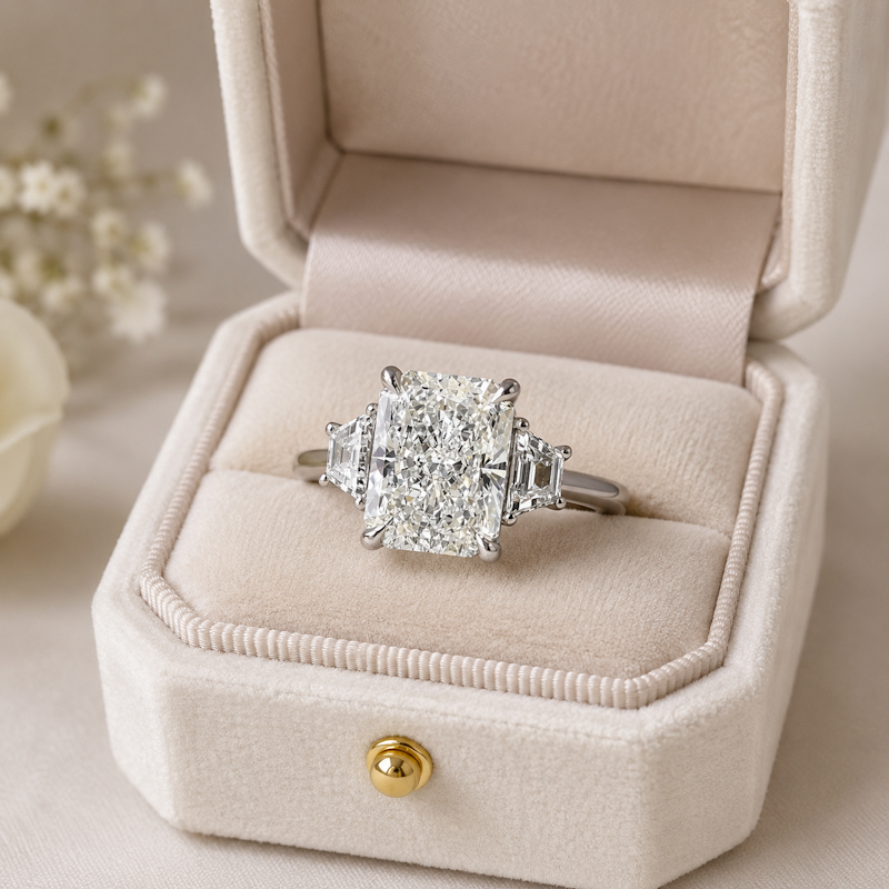 IGI Certified Lab Created 8.00 Ct Radiant Diamond Engagement Ring 950 Platinum