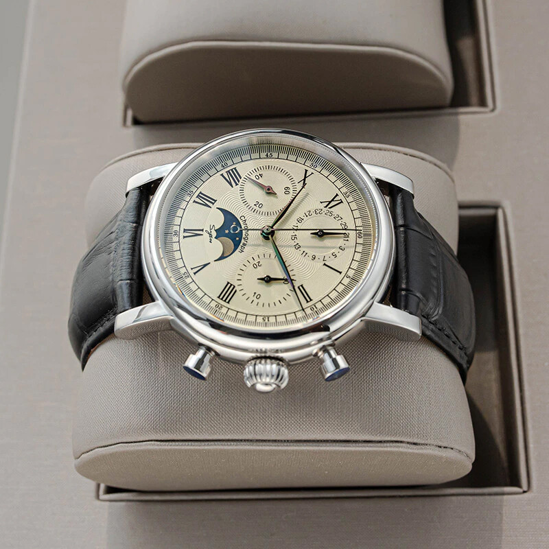 Pre-owned Sugess Moonphase 29 1/2 Day Chronograph Mechanical Watch Seagull 1963 Sum199s